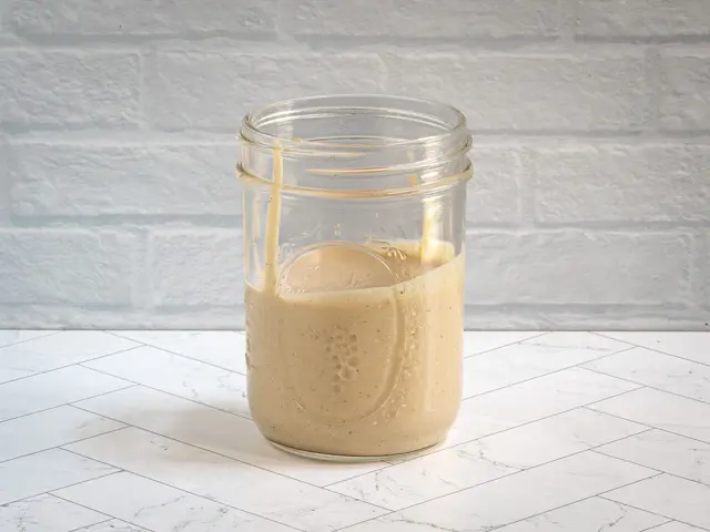 Caesar salad dressing in a mason jar