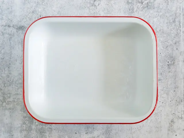 Buttered baking dish