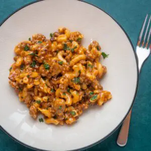 homemade macaroni and cheese on a plate