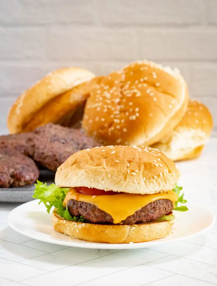 cheeseburger on a small plate