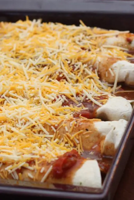 chicken enchiladas ready to bake