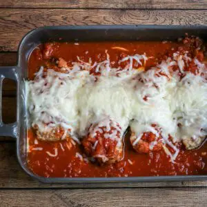 chicken parm in the baking dish