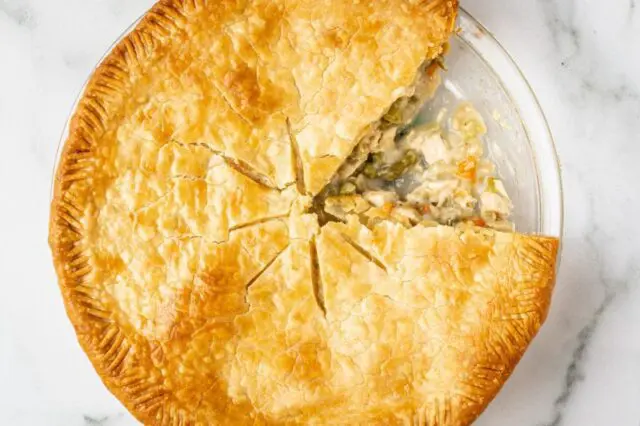 my best chicken pot pie with a slice removed