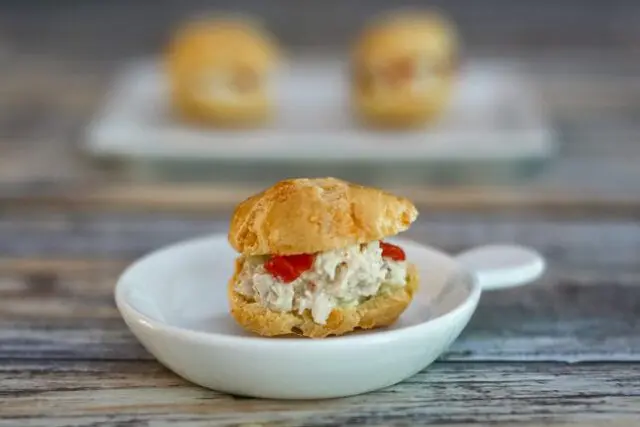 choux pastry puff with chicken salad filling