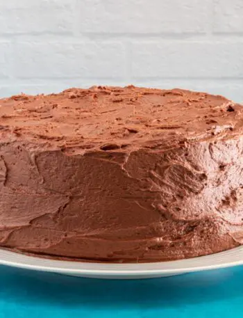 layer cake with chocolate buttercream frosting