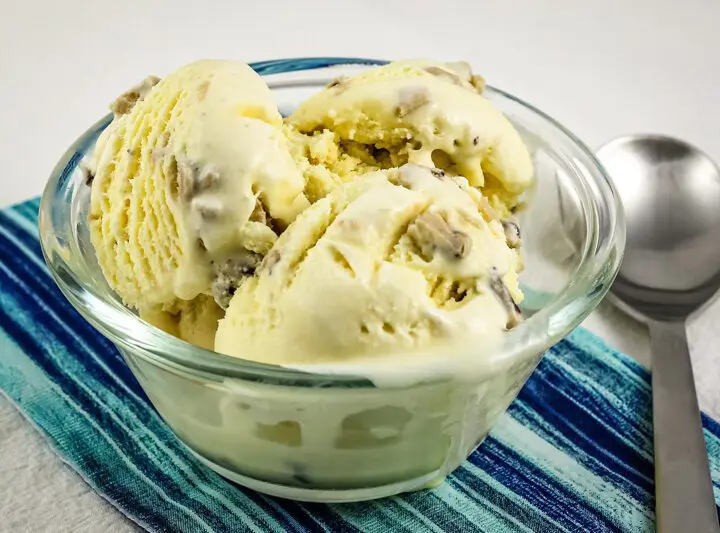 ice cream with chunks of edible chocolate chip cookie dough