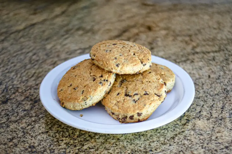 chocolate chip scones on a plate