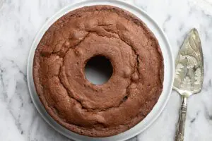 chocolate pound cake on plate