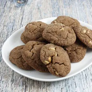 chocolate walnut cookies rolled in sugar