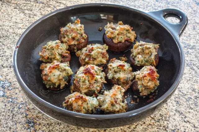 Casino stuffed clams with bacon, clams, and parmesan cheese.