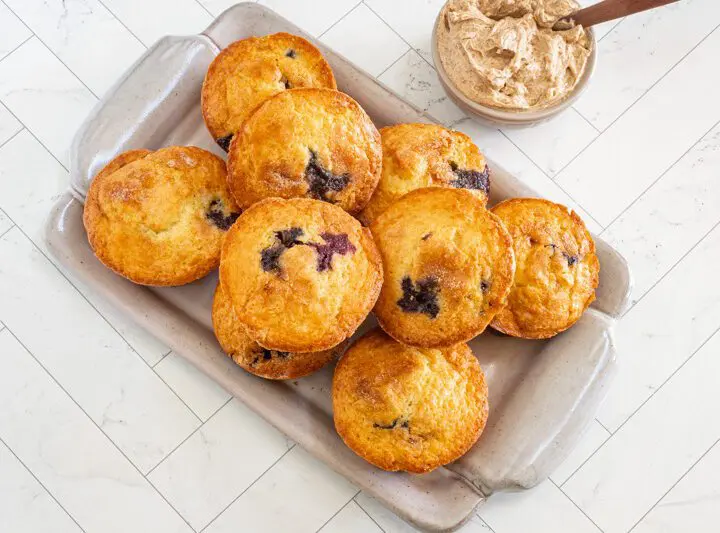 Blueberry muffins with whipped cinnamon butter