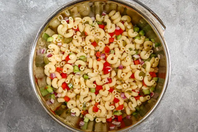 macaroni salad prep