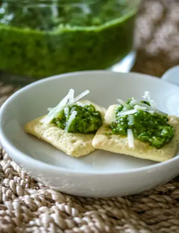 classic pesto on crackers