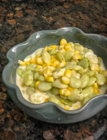 serving bowl of succotash