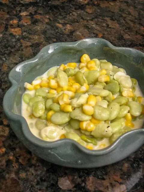 serving bowl of succotash