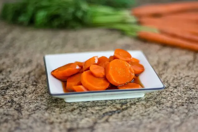 cointreau orange glazed carrots on a plate