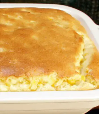 corn pudding in a baking dish