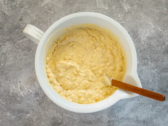 cornbread casserole prep, mixing