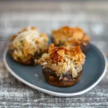 stuffed mushrooms on an appetizer plate