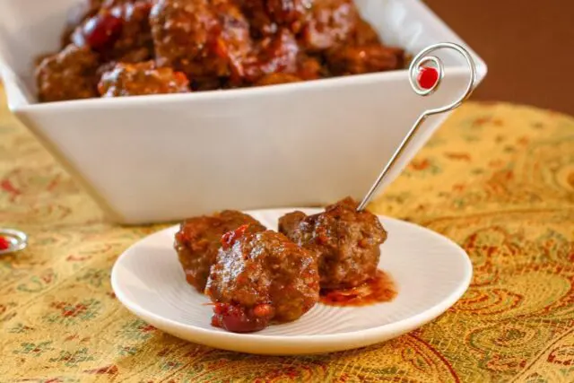 slow cooker cranberry meatballs appetizer