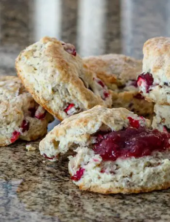 cranberry biscuits on the countertop