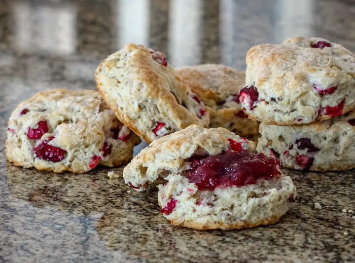 cranberry biscuits on the countertop