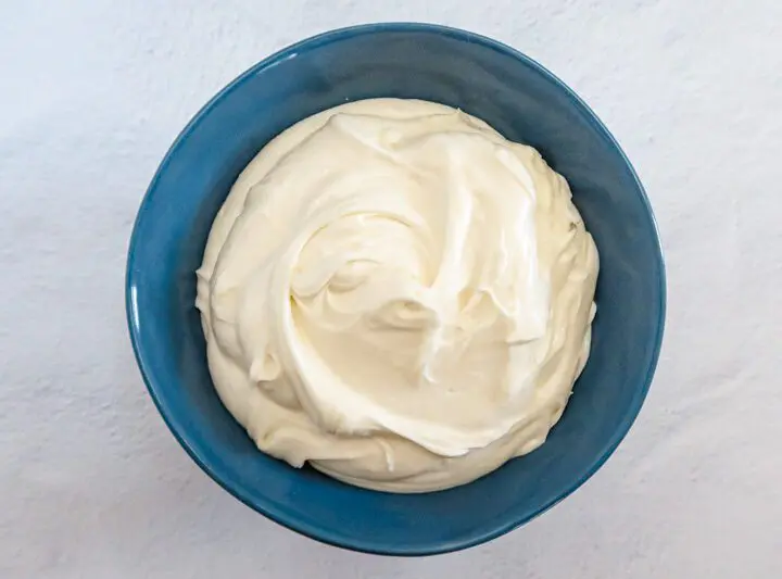 a large bowl with homemade cream cheese frosting