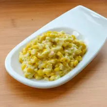 cream style corn in a dish