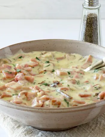 creamed ham in a bowl