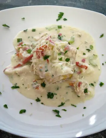 creamed lobster arranged on puff pastry shells