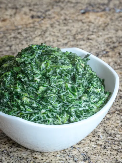 creamed spinach in a bowl