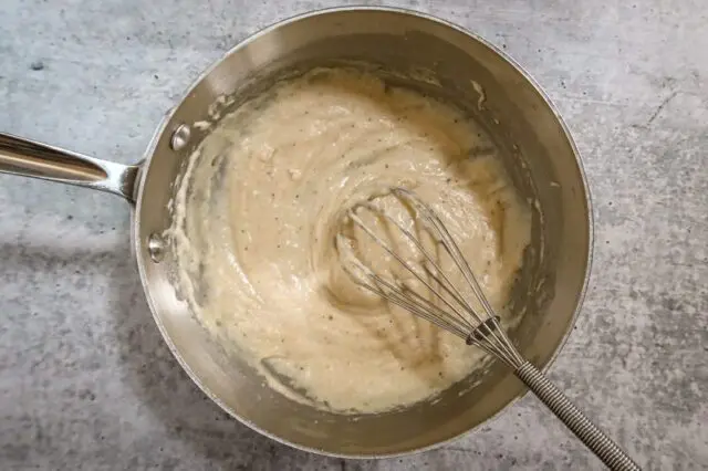 croque monsieur sandwich prep: making bechamel