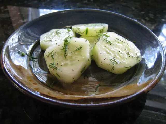 simple cucumbers with dill and vinegar