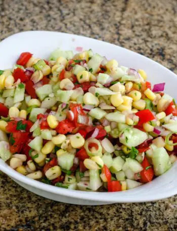 cucumber salsa in a serving dish