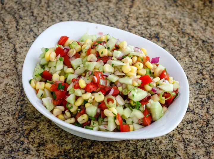 cucumber salsa in a serving dish