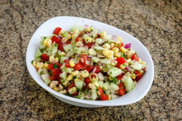 cucumber salsa in a serving dish