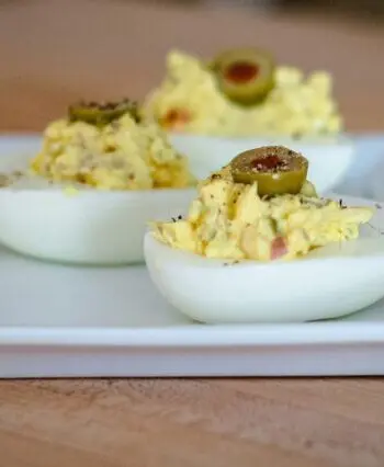 deviled eggs with olives