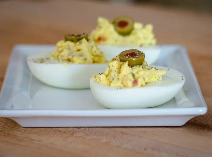 deviled eggs with olives