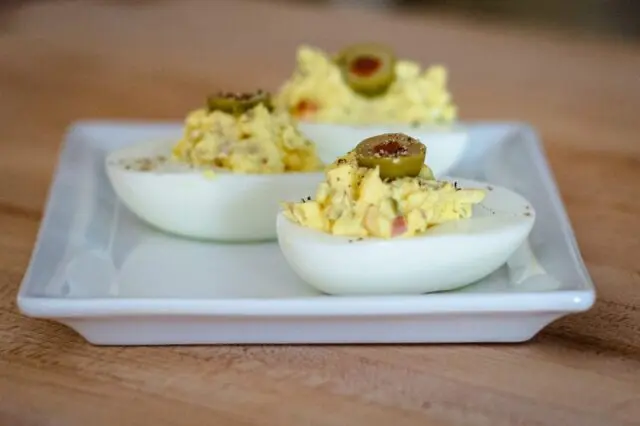 deviled eggs with olives