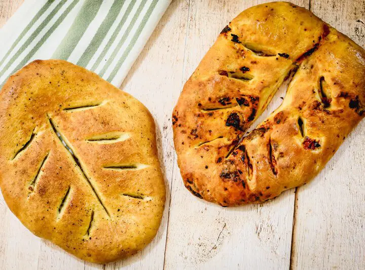 easy fougasse, one with sundried tomatoes