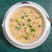 Easy preparation slow cooker chicken chowder.