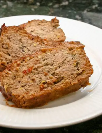 slices of meatloaf on a plate, an everyday meatloaf