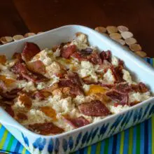 baking dish with bacon and egg bake