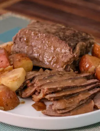 slow cooker pot roast on a platter