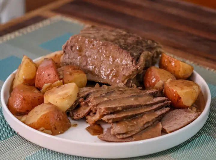 slow cooker pot roast on a platter