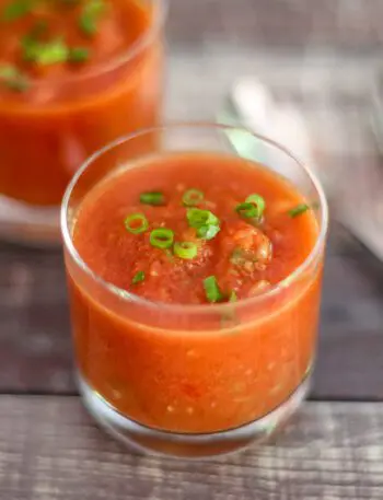 Fresh gazpacho in glasses