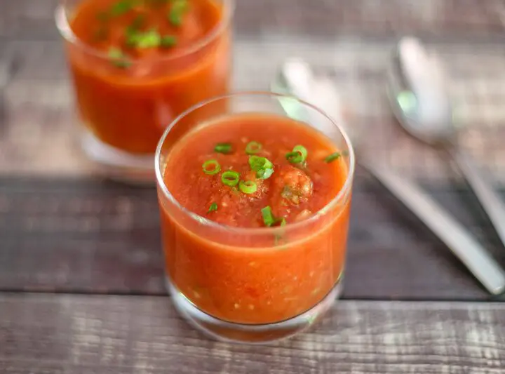 Fresh gazpacho in glasses