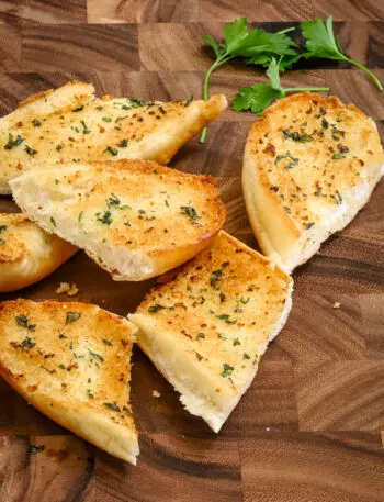 Toasty browned garlic bread made with fresh garlic and parsley.