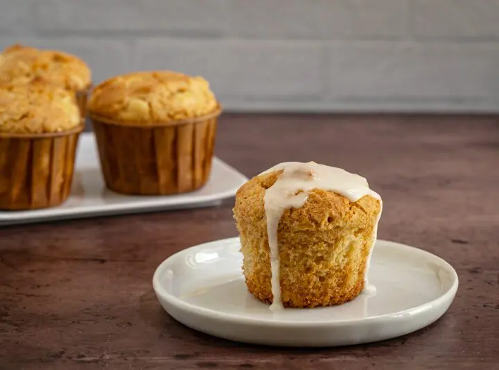 gluten free pineapple muffins drizzled with icing