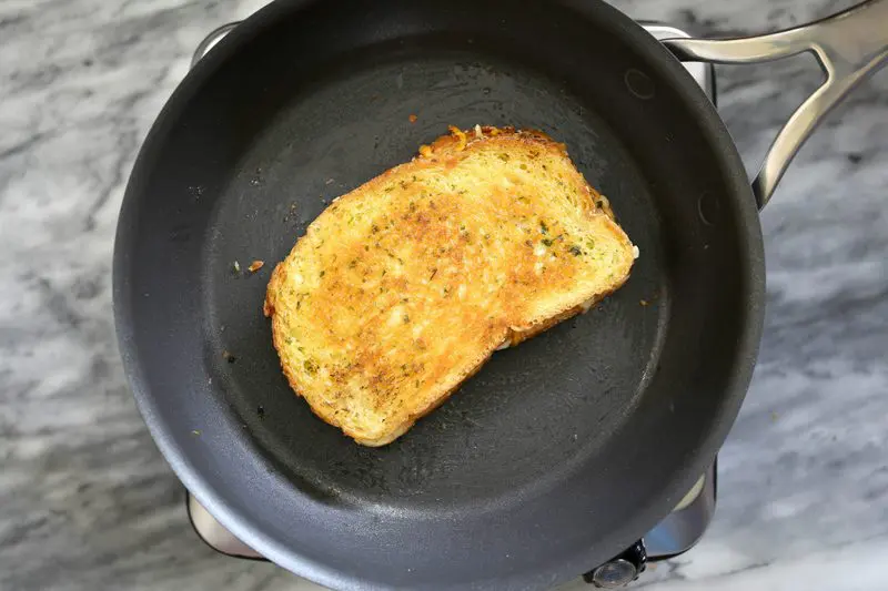 grilled cheese in a nonstick pan.